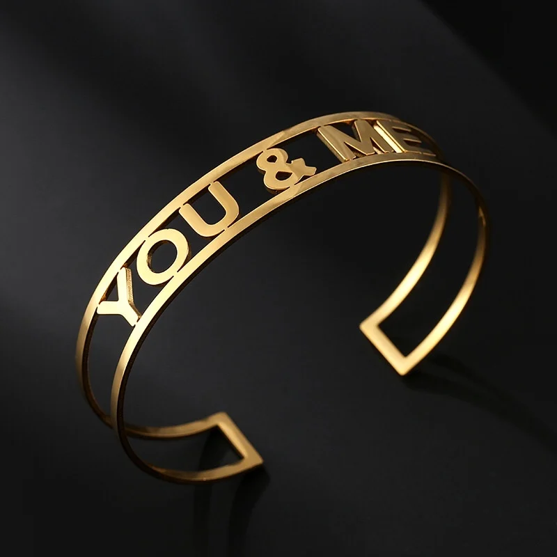 Rose Gold Bracelet - Custom Cuff Letter Name Bracelet Open