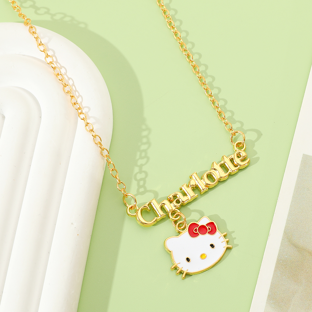 Necklace Pendant - Hello Kitty Cartoon Letter Necklace Anime