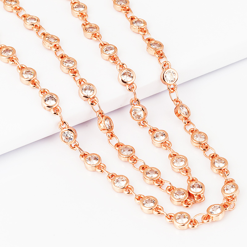 Sturdy half finished CZ chain  - Rose Gold Bracelet 评论和价格