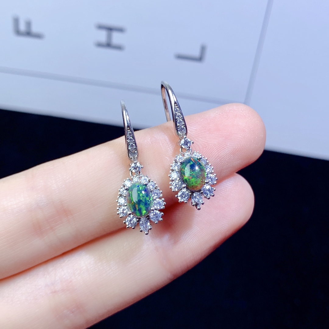 Natural Black Opal Earrings Wo - Opal Earrings Dangle 评论和价格