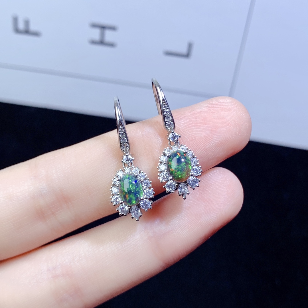 Natural Black Opal Earrings Wo - Opal Earrings Dangle 评论和价格
