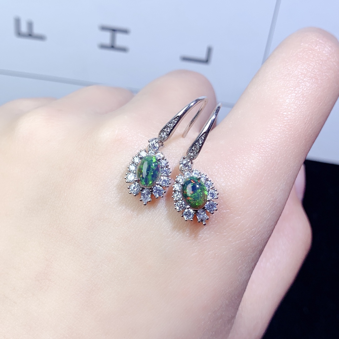 Natural Black Opal Earrings Wo - Opal Earrings Dangle 评论和价格