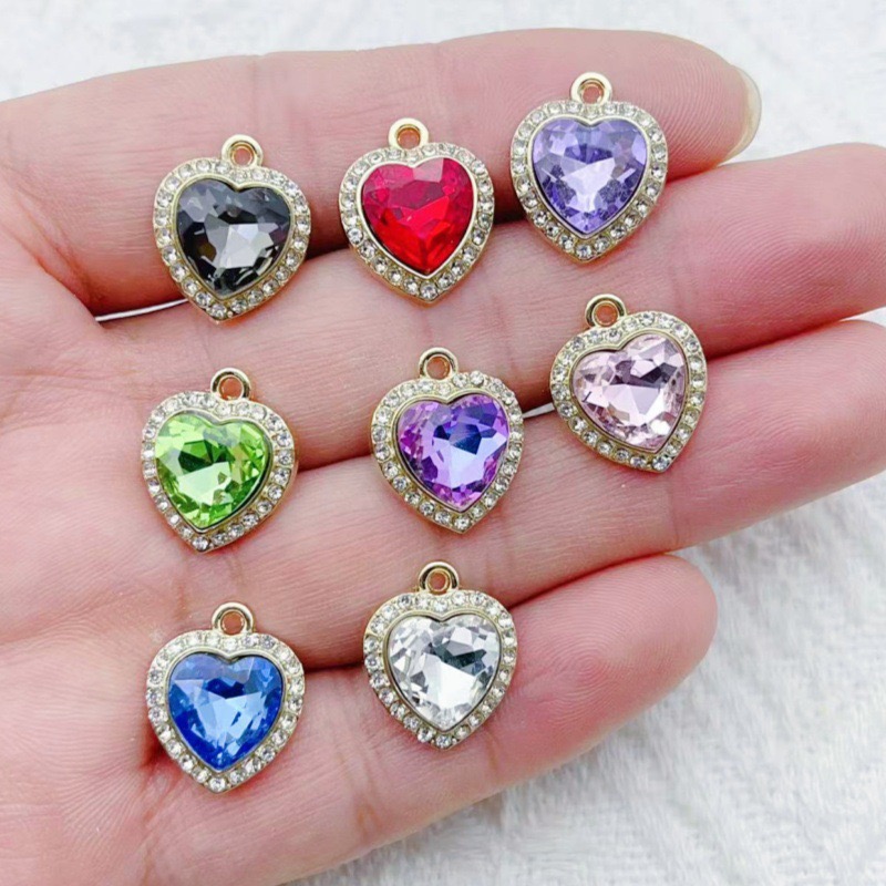 10pcs heart-shaped inlaid colo - Necklace Pendant 评论和价格