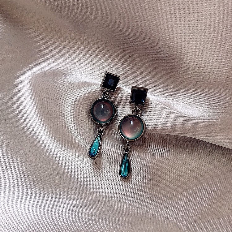 Retro Blue Water Drop Resin St - Opal Earrings Dangle 评论和价格