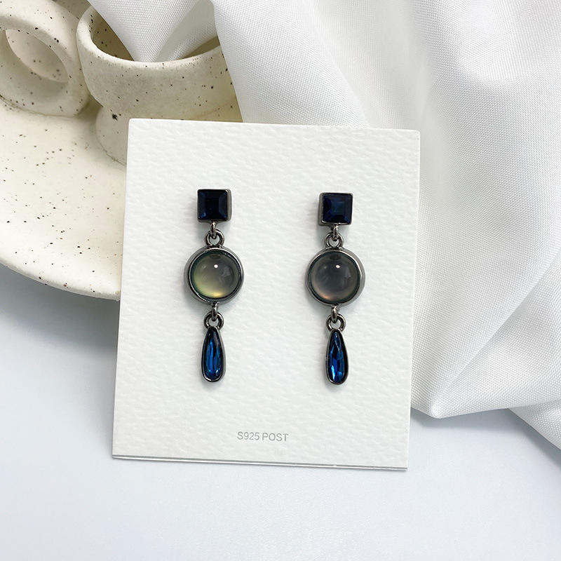 Retro Blue Water Drop Resin St - Opal Earrings Dangle 评论和价格