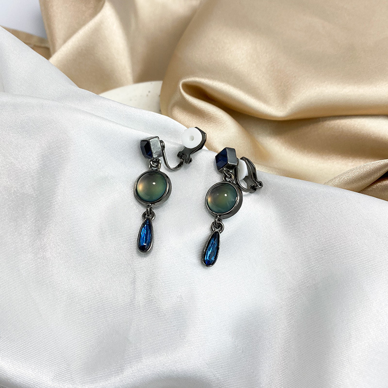 Retro Blue Water Drop Resin St - Opal Earrings Dangle 评论和价格