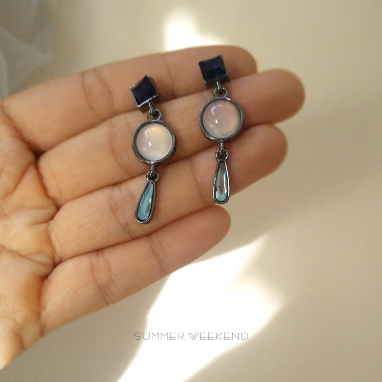 Retro Blue Water Drop Resin St - Opal Earrings Dangle 评论和价格