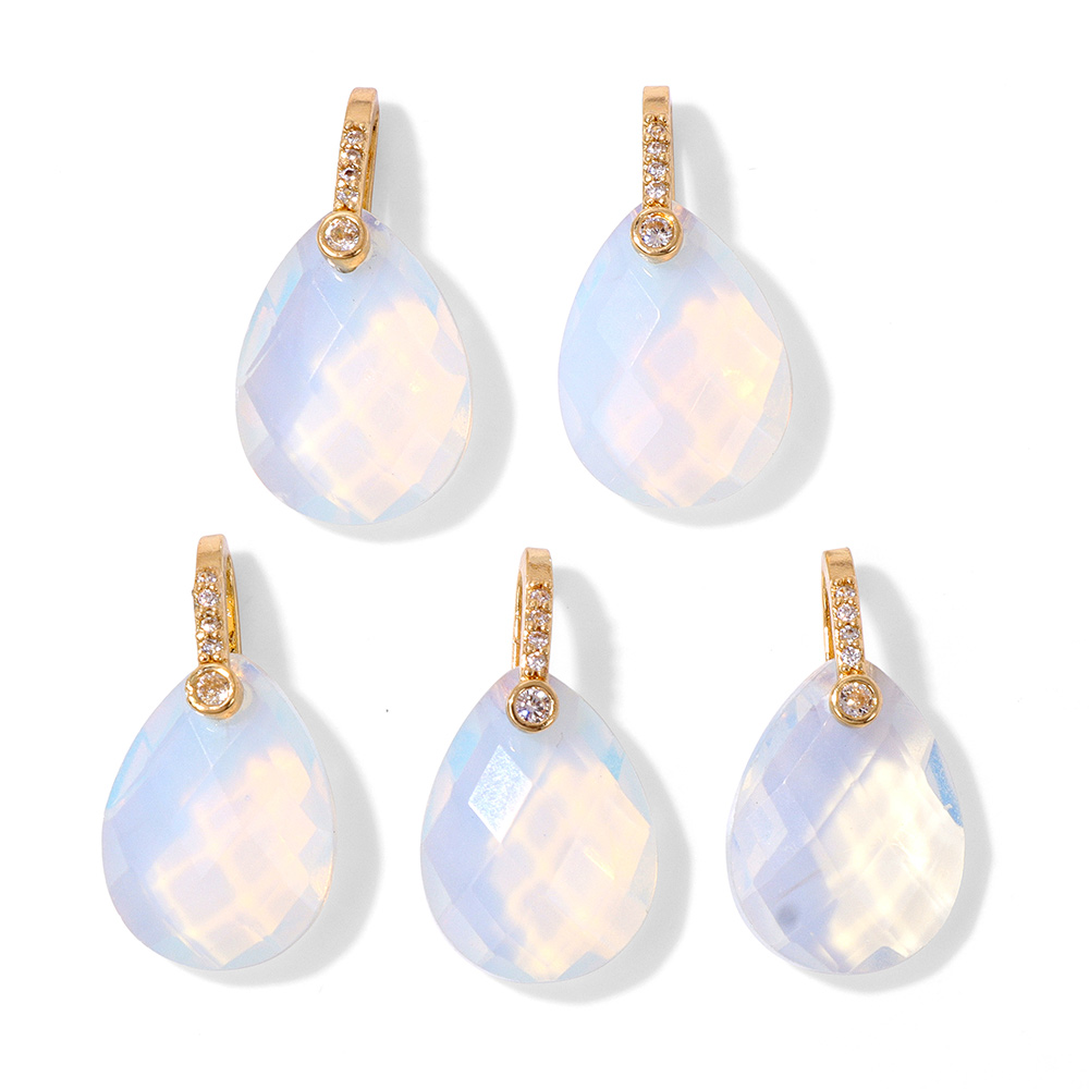 2pcs White Opal Pendants Charm - Opal Earrings Dangle 评论和价格