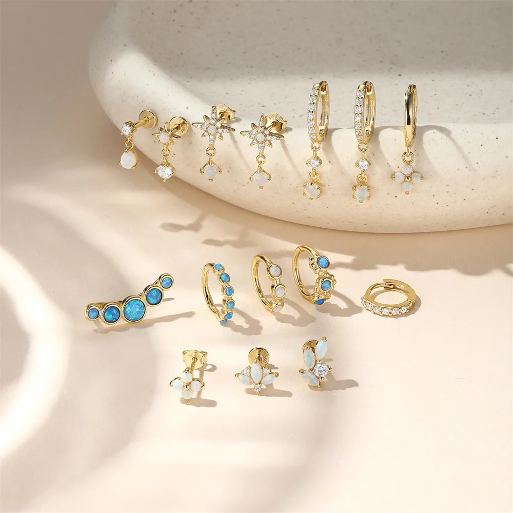AIDE 925 Sterling Silver Zirco - Opal Earrings Dangle 评论和价格