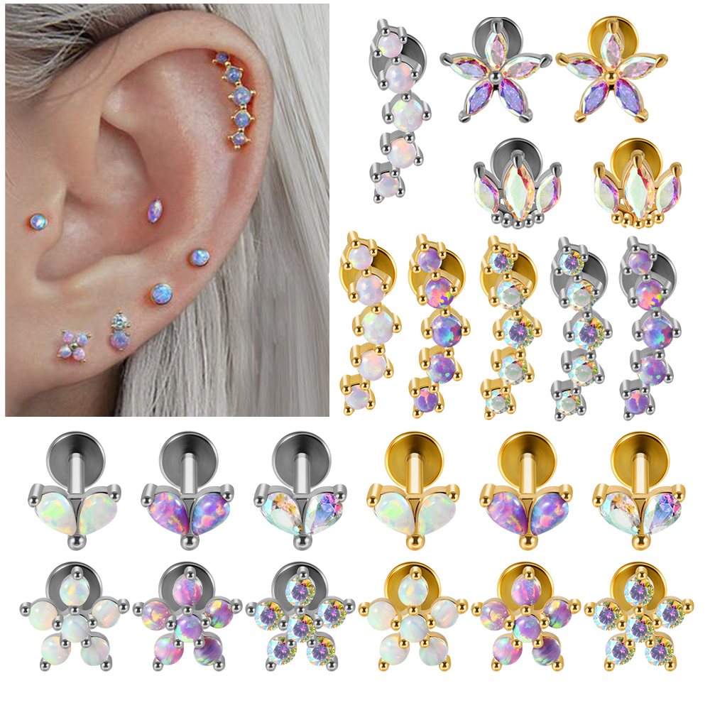 1PC Stainless Steel Opal Flowe - Opal Earrings Dangle 评论和价格