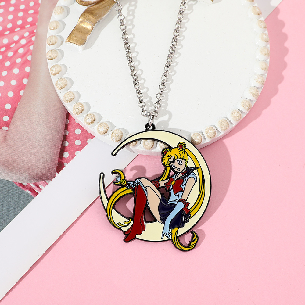 Sweet Anime Metal Enamel Neckl - Necklace Pendant 评论和价格