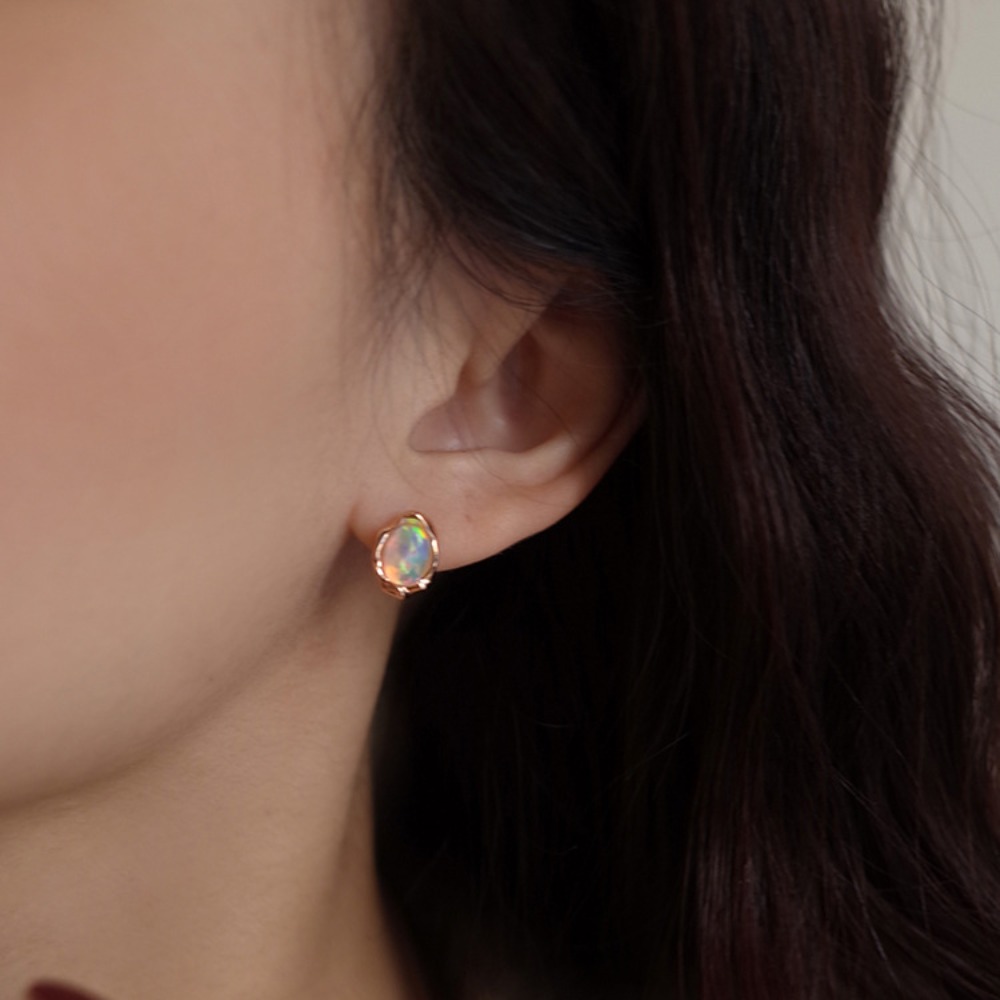 Vintage Temperament  925 Sterl - Opal Earrings Dangle 评论和价格