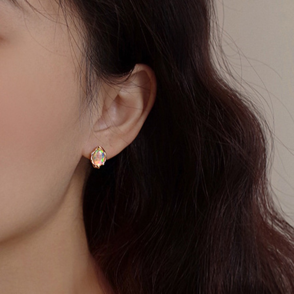 Vintage Temperament  925 Sterl - Opal Earrings Dangle 评论和价格