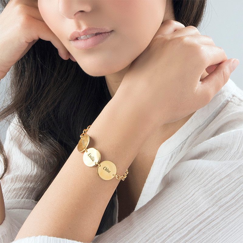 Engraved Name Bracelet 18K Gol - Rose Gold Bracelet 评论和价格