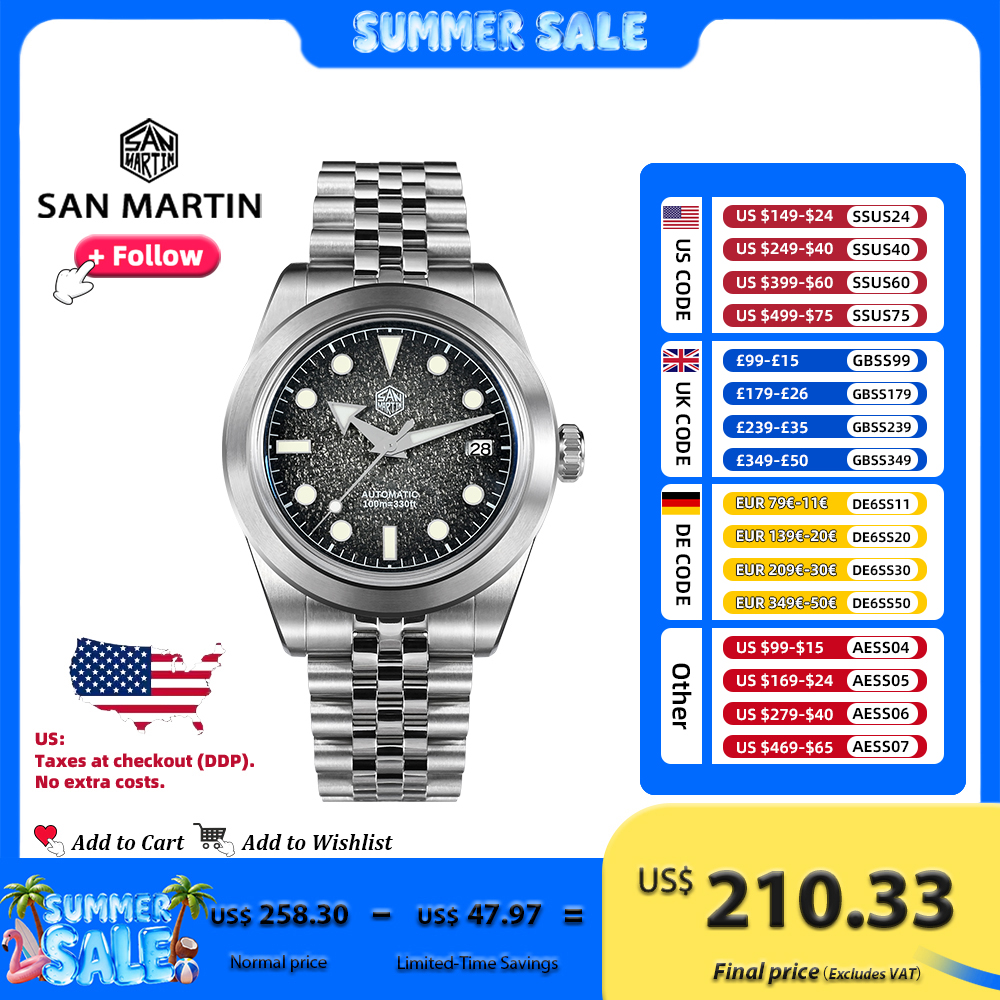 San Martin 39mm Men Mechanical - Automatic Watch Winder 评论和价格