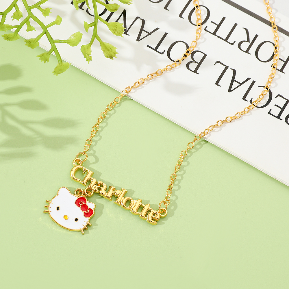 Hello Kitty Cartoon Letter Nec - Necklace Pendant 评论和价格