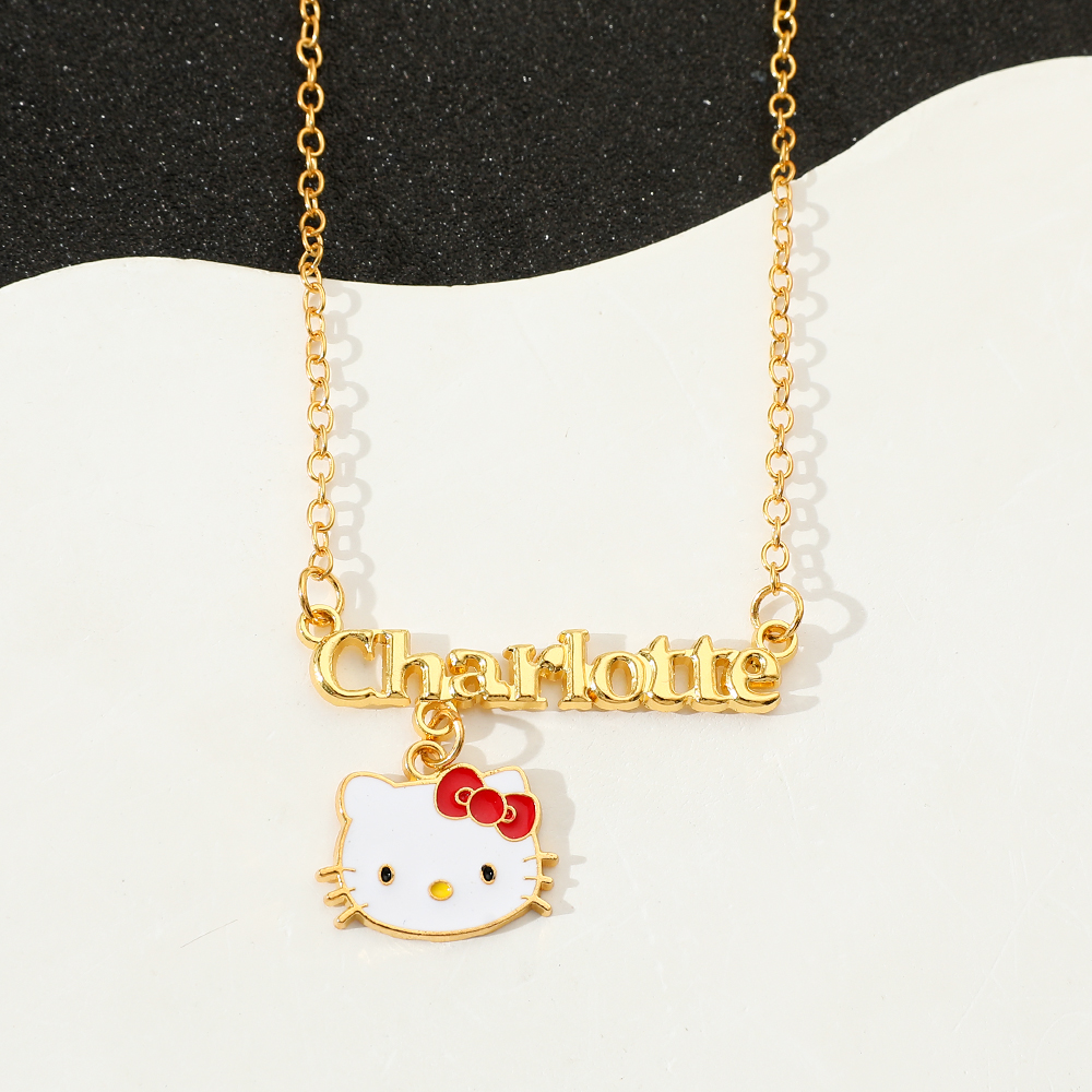 Hello Kitty Cartoon Letter Nec - Necklace Pendant 评论和价格
