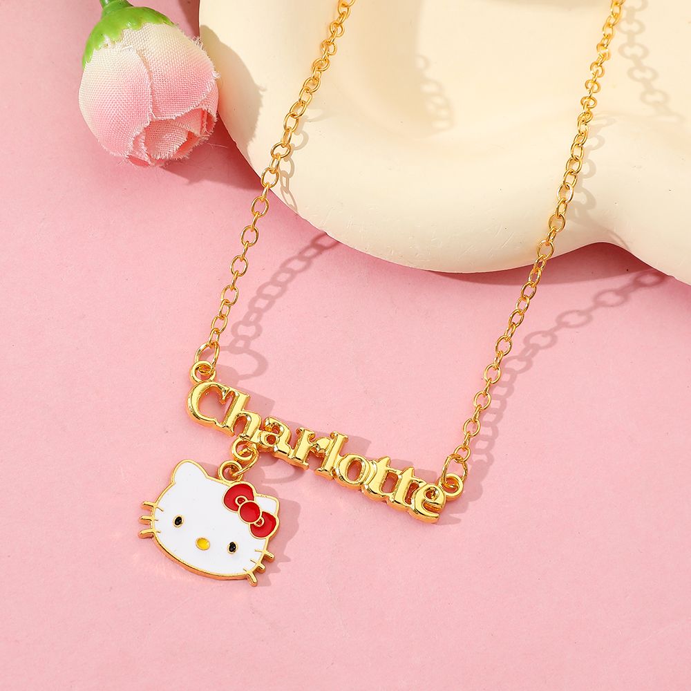 Hello Kitty Cartoon Letter Nec - Necklace Pendant 评论和价格