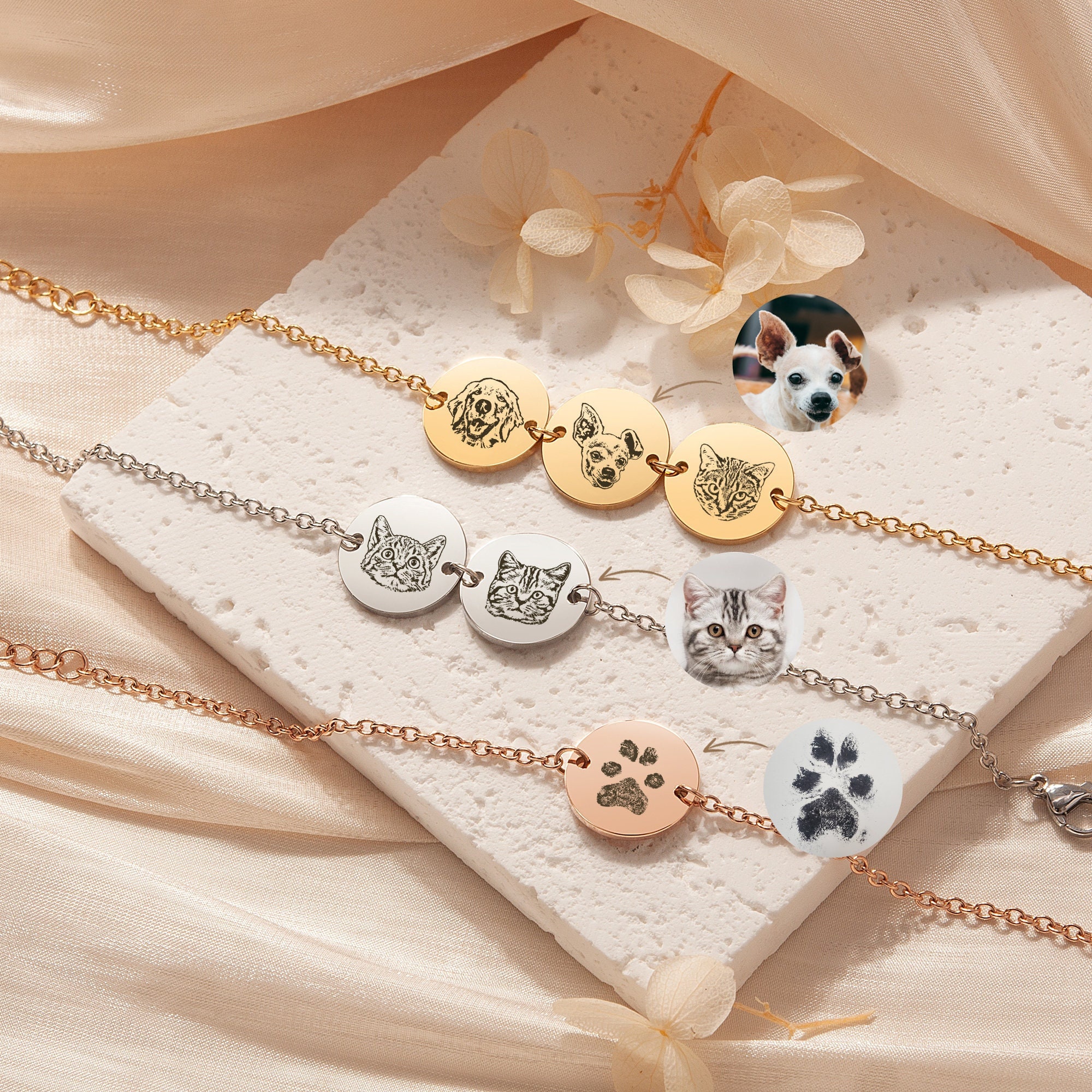 Pet Bracelet Dog Portrait Cust - Rose Gold Bracelet 评论和价格