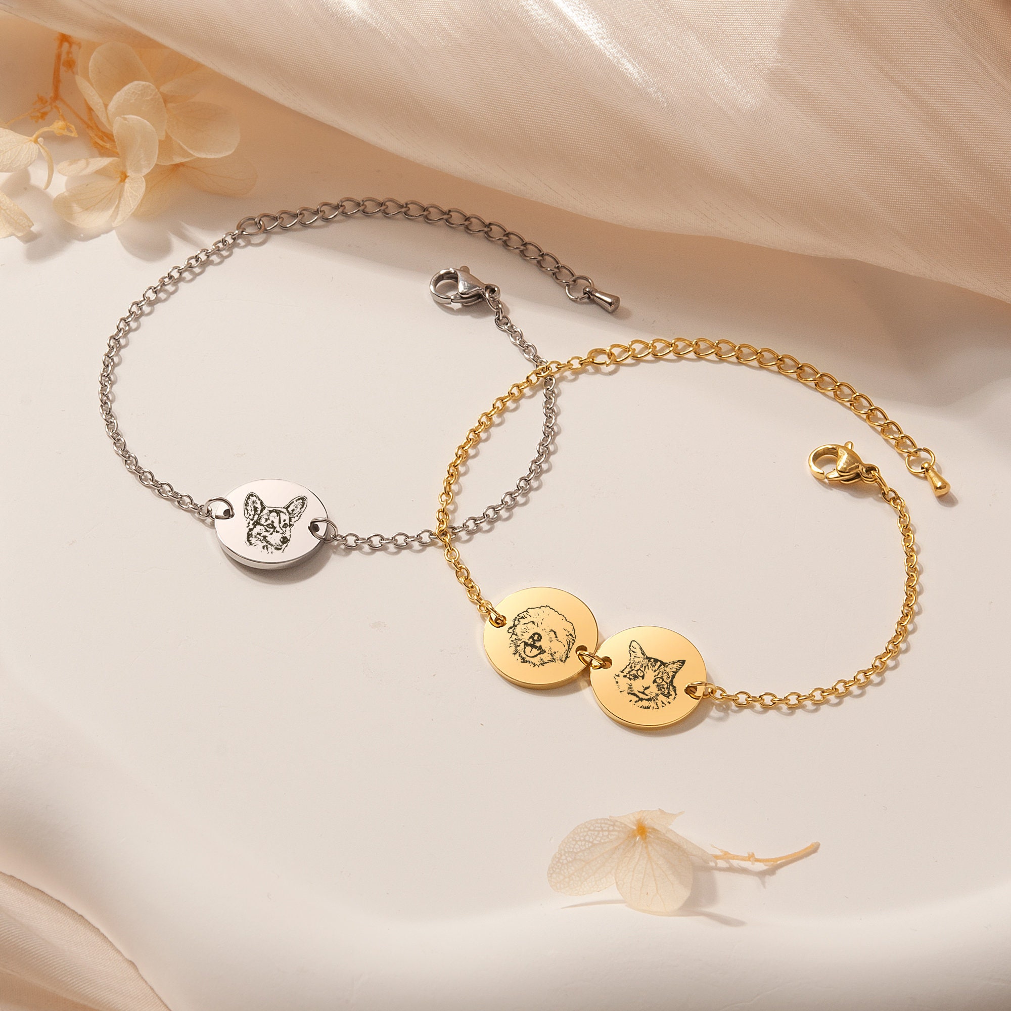 Pet Bracelet Dog Portrait Cust - Rose Gold Bracelet 评论和价格